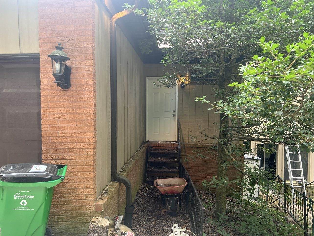 Downspout on brick home