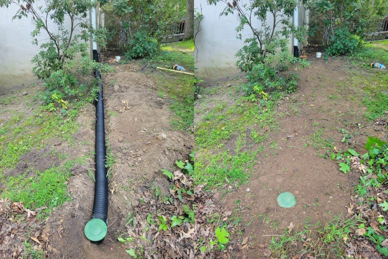 Downspout drainage with pop-up emitter